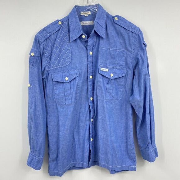 blue dior button up shirt